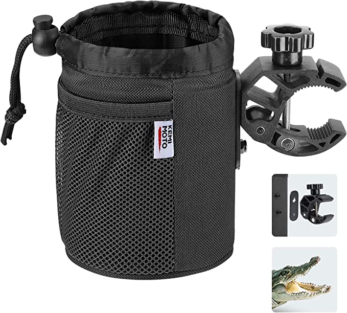 Motorcycle Cup Holder, Oxford Fabric Motorcycle Drink Holder with 0.6"-1.75" Alligator Clamp