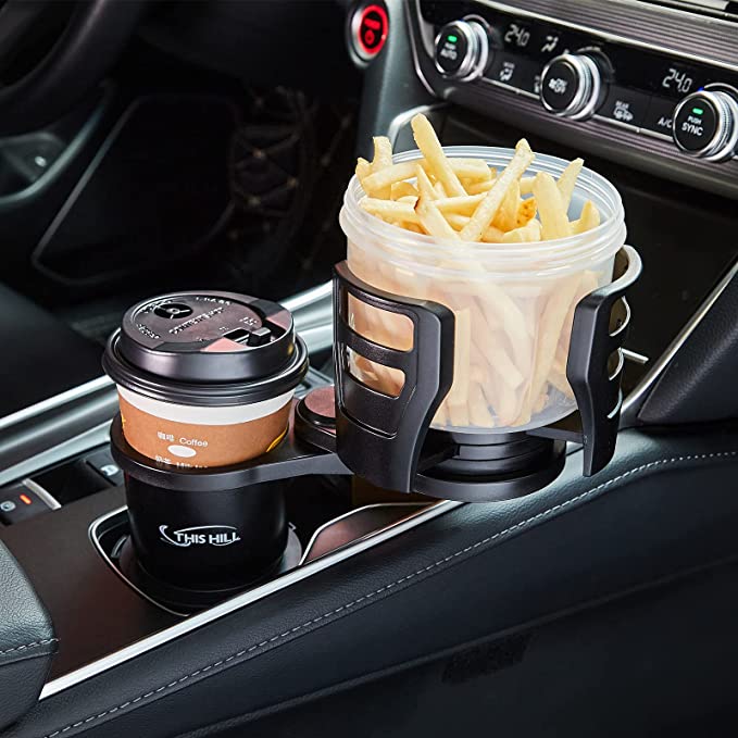 Car Cup Holder Expander Adapter with Adjustable Base,All Purpose Car Cup Holder and Organizer for Snack Bottles Cups Drinks